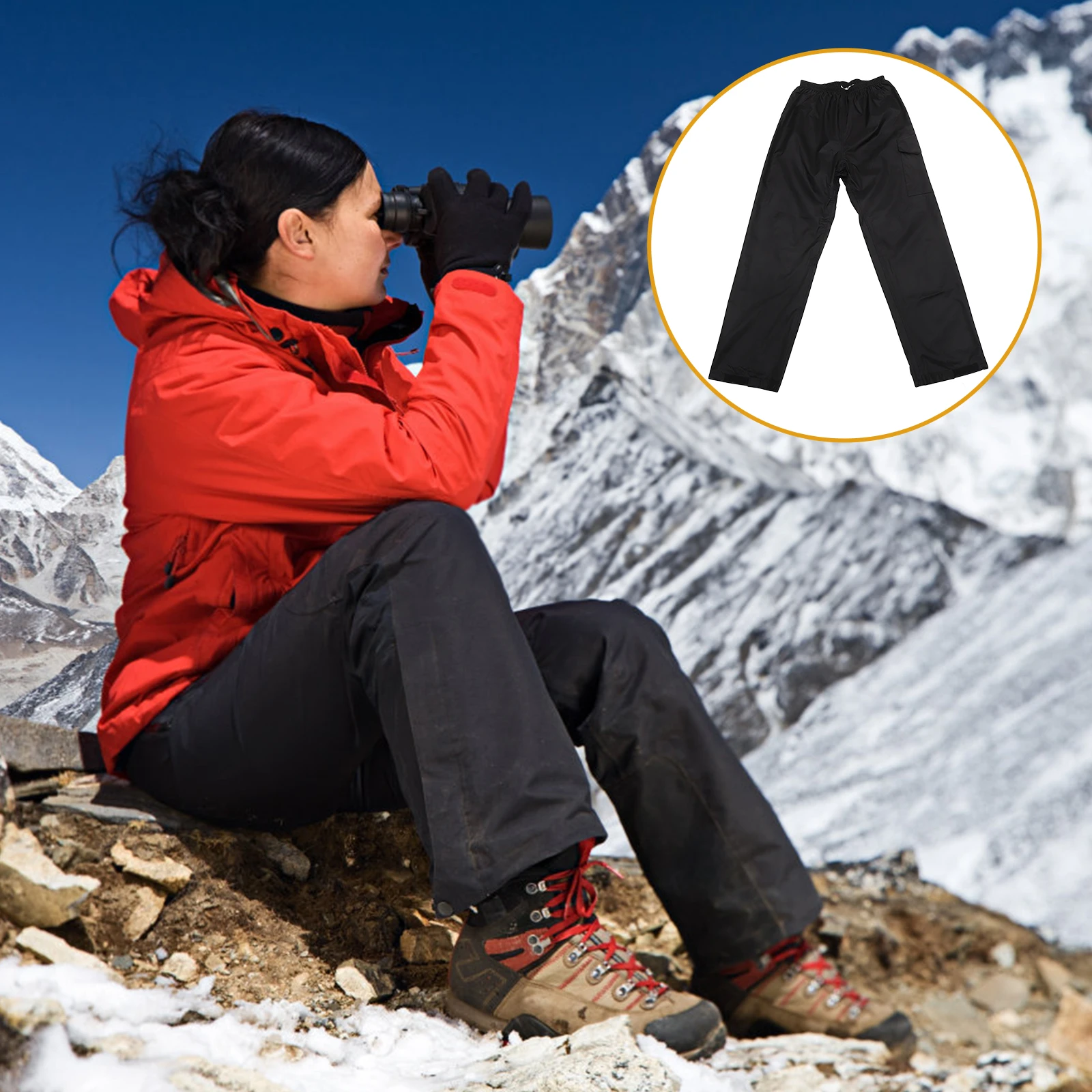 

Rain Pants Waterproof and Breathable Winter Wear-resistant Outdoor Trousers Black