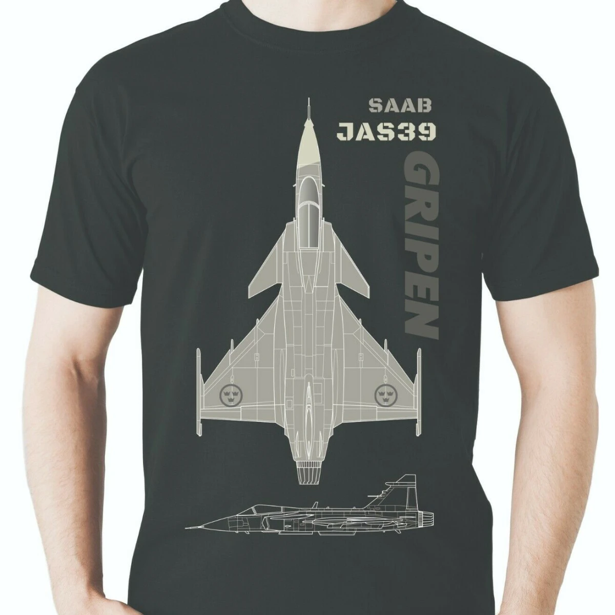 Swedish Air Force JAS 39 Gripen Fighter T-Shirt Summer Cotton Short Sleeve O-Neck Men\'sT Shirt New S-3XL