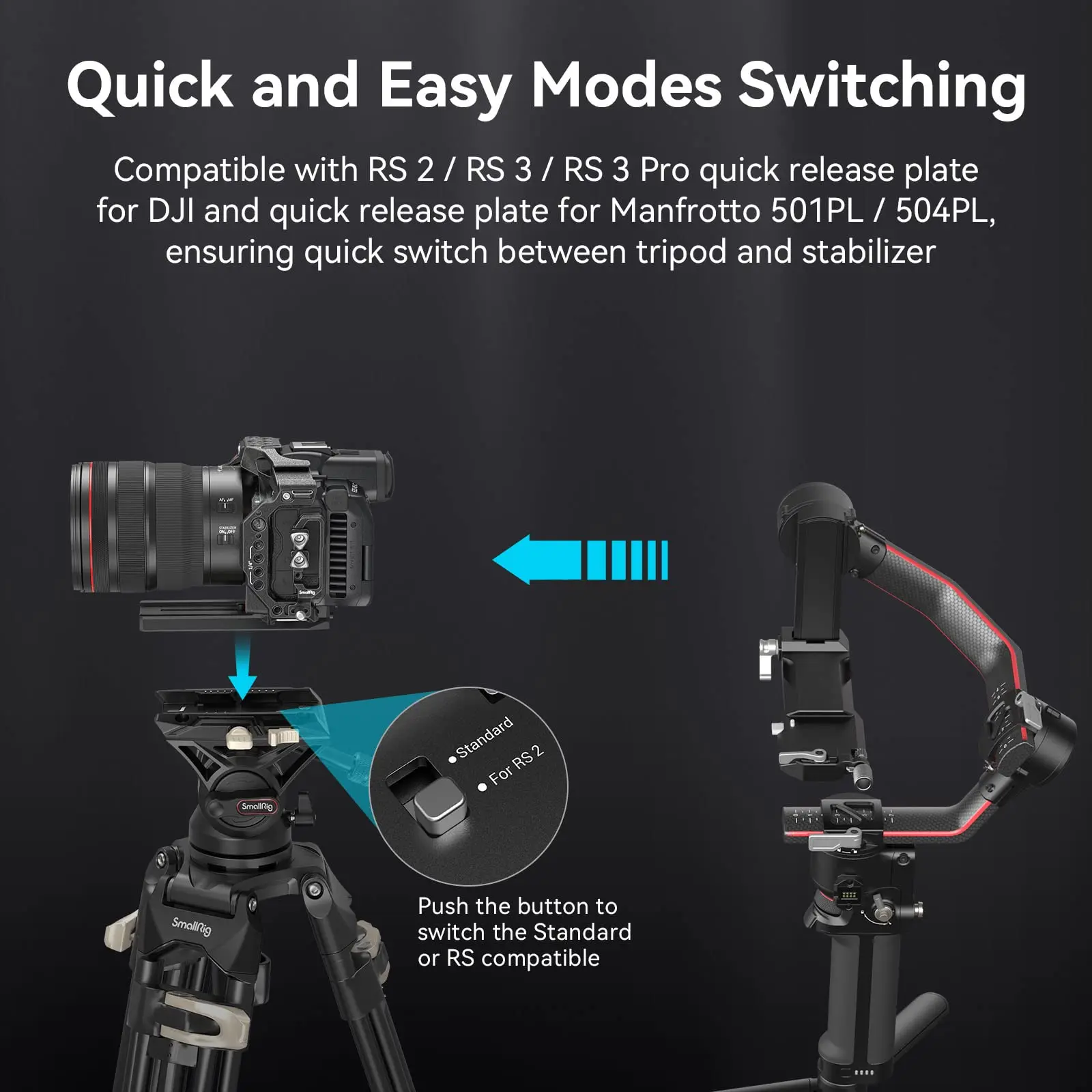 Фотоаппарат SmallRig DSLR с подвижной головкой и плоским основанием для беззеркальной видеокамеры с подвесной пластиной для DJI серии RS-3985