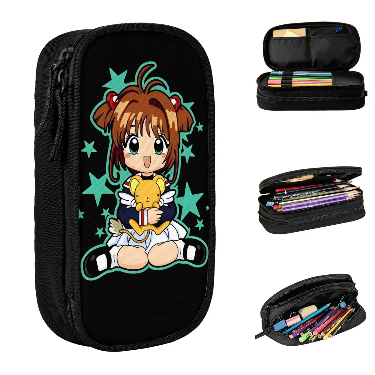 cardcaptor sakura classic pencil case para criancas armazenamento de caneta grande material escolar lapis com ziper 01