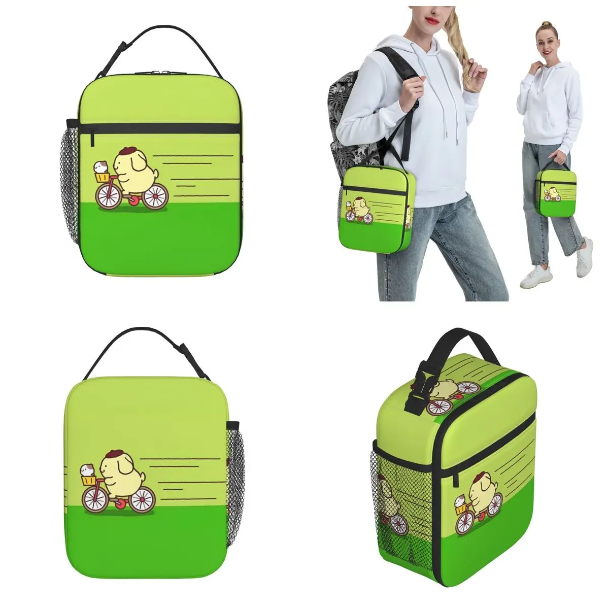 Pom Pom Purin Cycling Insulated Lunch Bags High Capacity Lunch Container Cooler Bag Tote Lunch Box Work Travel Girl Boy