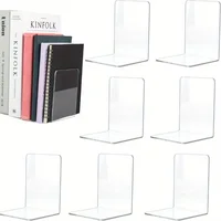 Juego de sujetalibros de acrílico transparente, soportes de exhibición de escritorio para oficina, hogar y uso al por menor, almacenamiento de libros, transparente, 4/8 Uds.