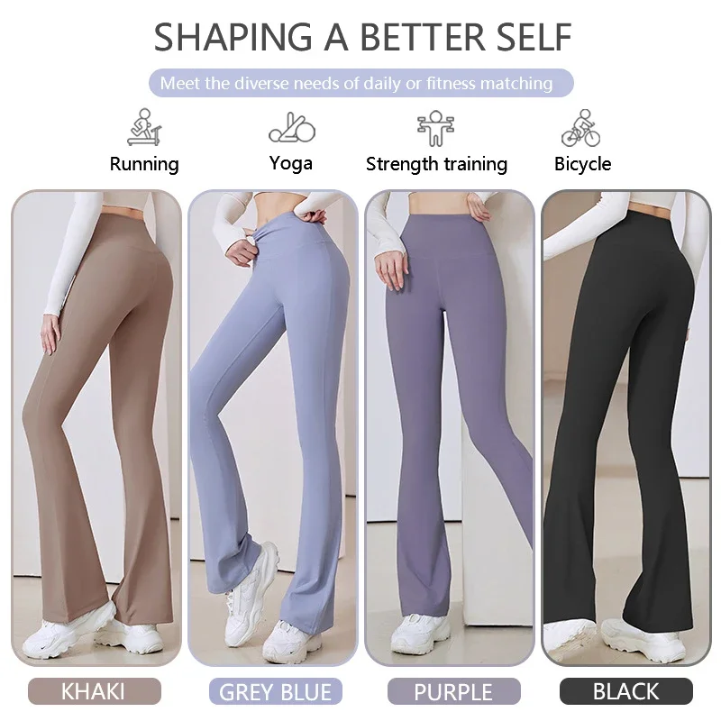 Women Yoga Leggings Bell-bottoms Seamless Push Up Dance High Waist Tights Sport Pants Gym Running Breathable Fitness Leggings