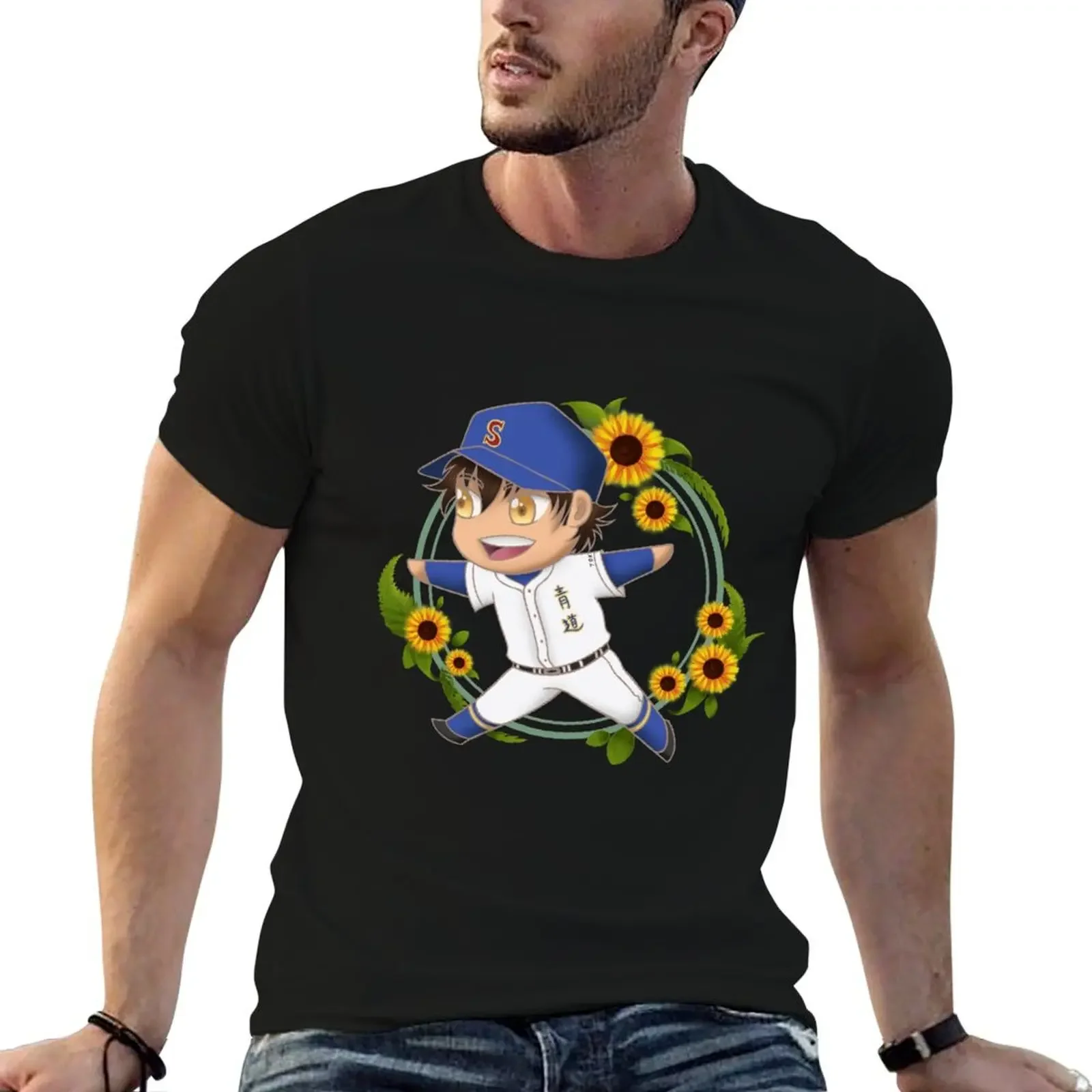 

eijun, our sunshine sunflower boy T-Shirt cotton graphic tees blue archive heavy weight t shirts for men