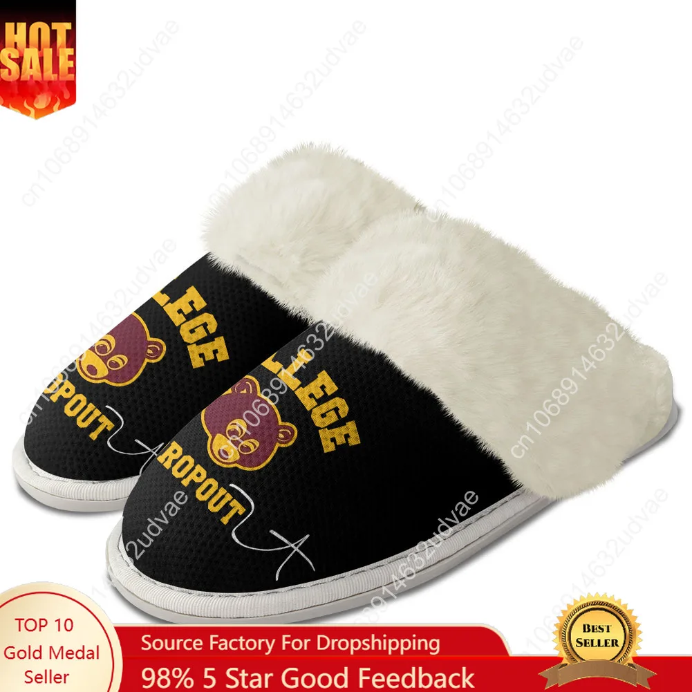 

Kanye West Plush Slippers Keep Warm Shoes Mens Womens Home Cotton Bedroom Customized Thermal Lightweight Slipper DIY