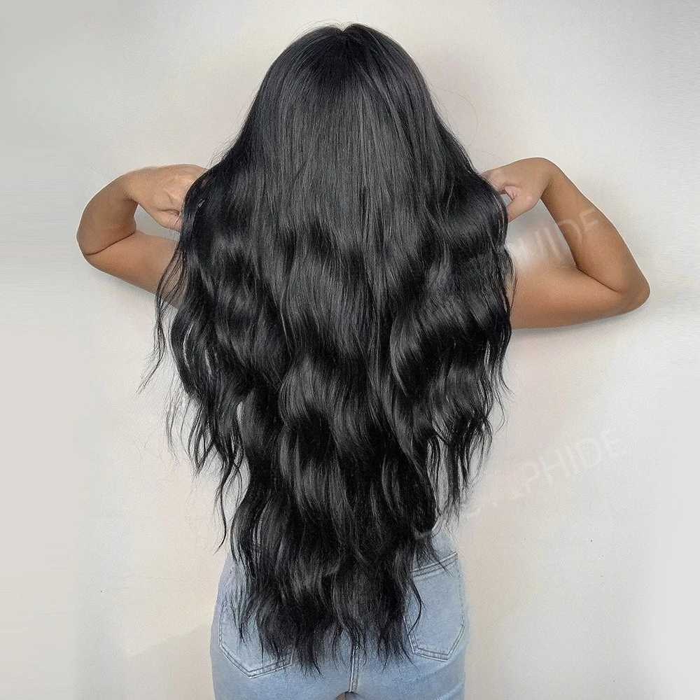 Perruque noire longue bouclée 28 pouces pour femme, nouveau produit, mécanisme, soie haute température, couvre-chef Amazon
