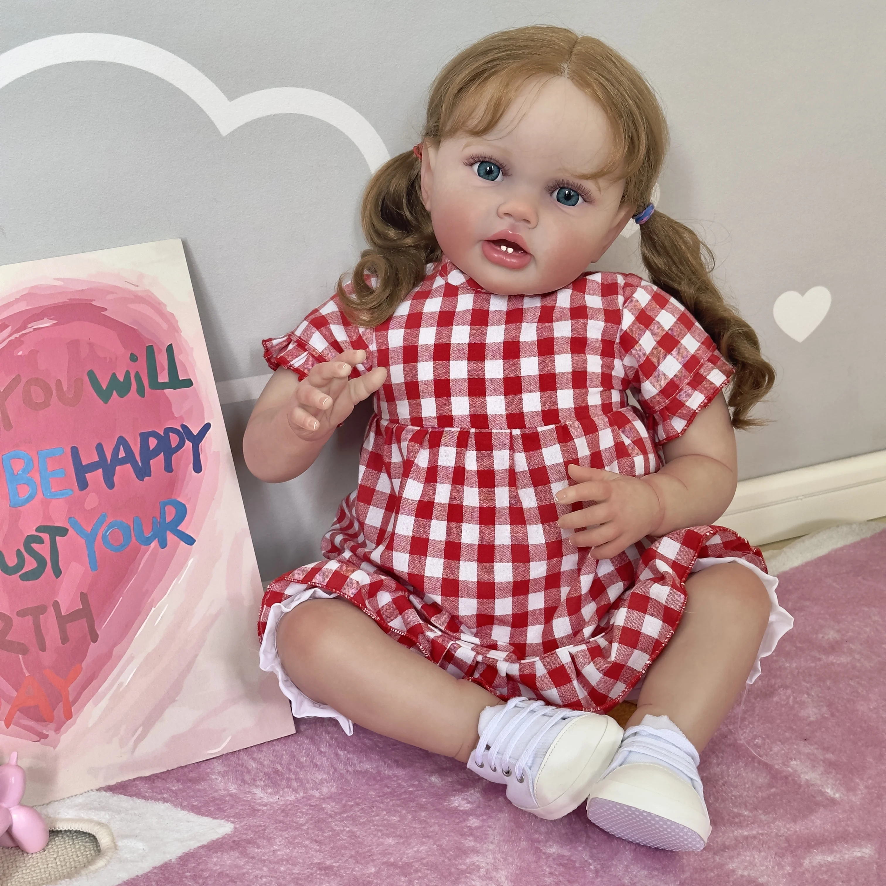 

60CM Bebe Reborn Doll lifelike real Baby Reborn Toddler Popular Girl Silicone Doll Soft Cuddle Body with Hand rooted hair