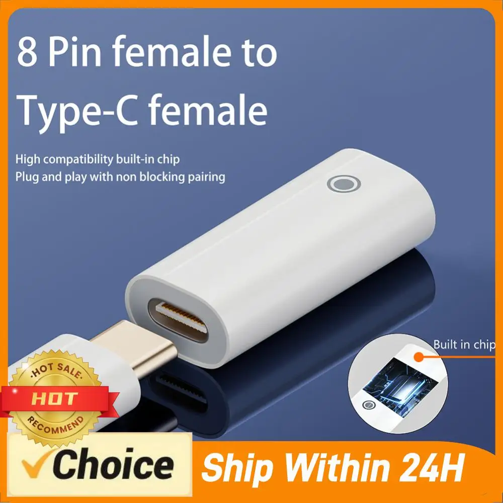 

Адаптер для зарядки планшетов и стилусов (женский-женский), 8-контактный разъем Type-C/8-контактный Mini Touch для Apple Pencil 1/2