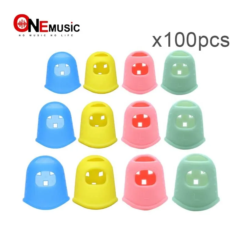 100Pcs Fingertip Protector Fingerstall Silicone Guitar String Finger Guard Left Hand Against the Press Sore Finger Ballad Guitar