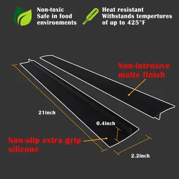 2 balení silikonových krytů na sporák, kuchyňských podložek, žáruvzdorných, ochranných podložek na plynový sporák, čisticích podložek na mezery, olejotěsných podložek, protiprachových krytů 8 nejlepší prodej kryt mezery sporáku - №3