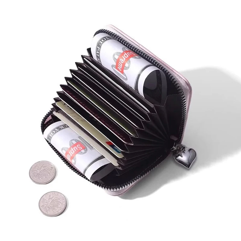 Женский кошелек для кредитных визиток, держатель для визитных карточек в форме любви на молнии, маленькие милые кошельки для карточек для женщин, для смены денежного ключа, удостоверения личности