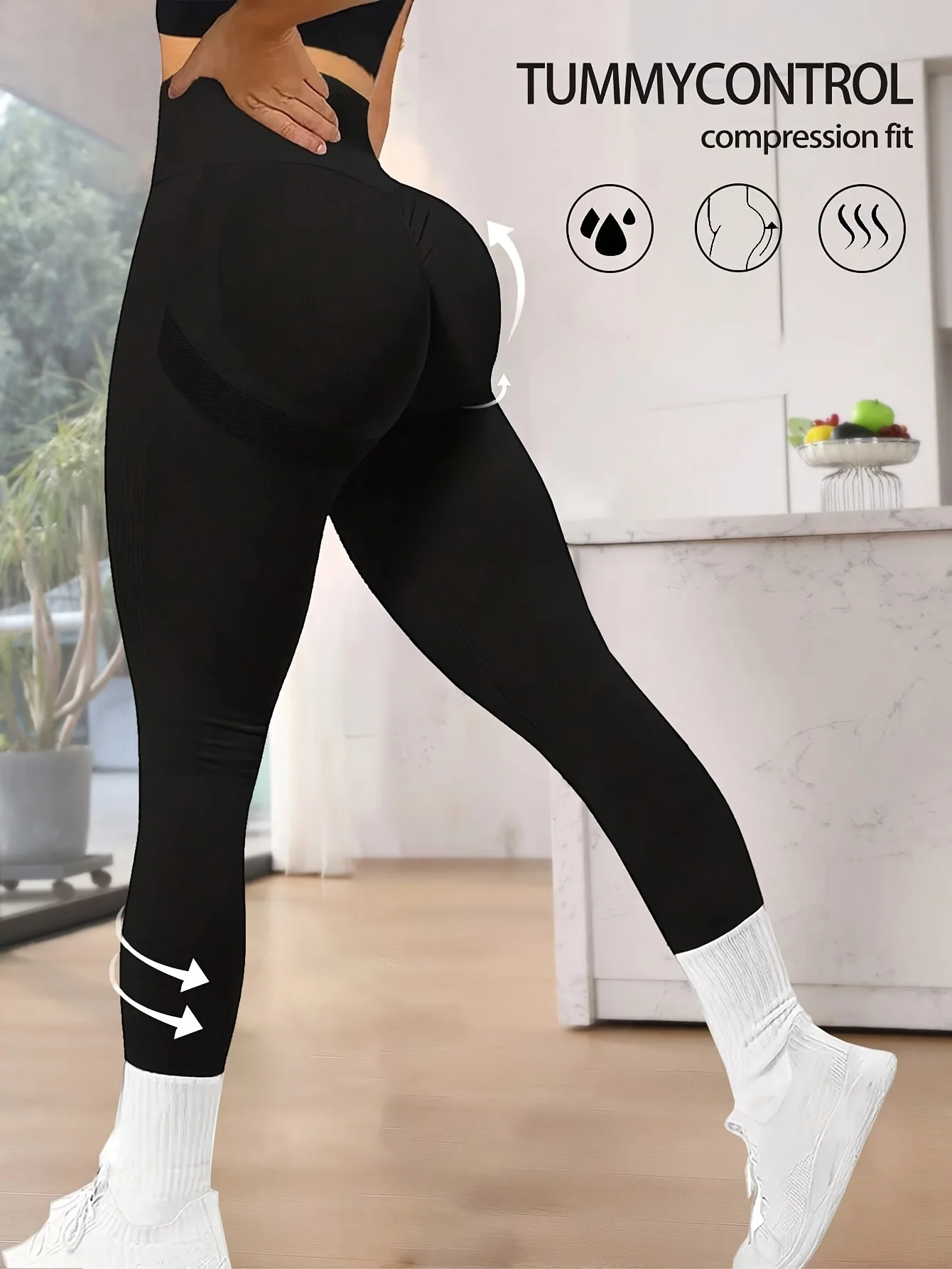 

CZGUKE Women's seamless gym yoga pants high waist peach hip solid color tight fitting sports pants yoga cycling sports pants