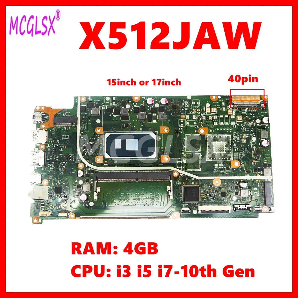 

X512JAW Mainboard X712JA X712J X512JP X512JF S512J A512J K512J F512J V5000J Laptop Motherboard i3 i5 i7-10th Gen CPU 4GB-RAM