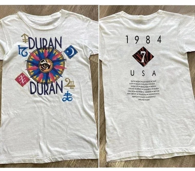 

Винтажная графика Duran Duran USA Tour 1984 2-сторонняя рубашка REPRINT Все размеры S-4XL Высококачественная роскошь для мужчин и женщин Топ Y2k