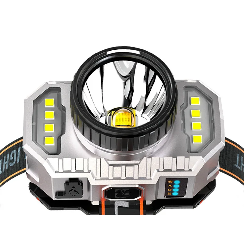 LED Multifunctional Torch Flash Light Headlight Outdoor Camping Powerful Headlamp USB Rechargeable Battery Indicator Head Lamp