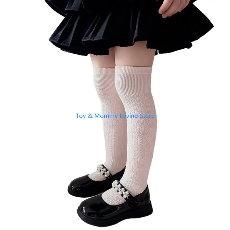 Y1QF 1 زوج أرجل الطفل دافئة عصرية فوق جوارب الركبة للأطفال جوارب طويلة أنبوبية صلبة للمدرسة والأنشطة الخارجية