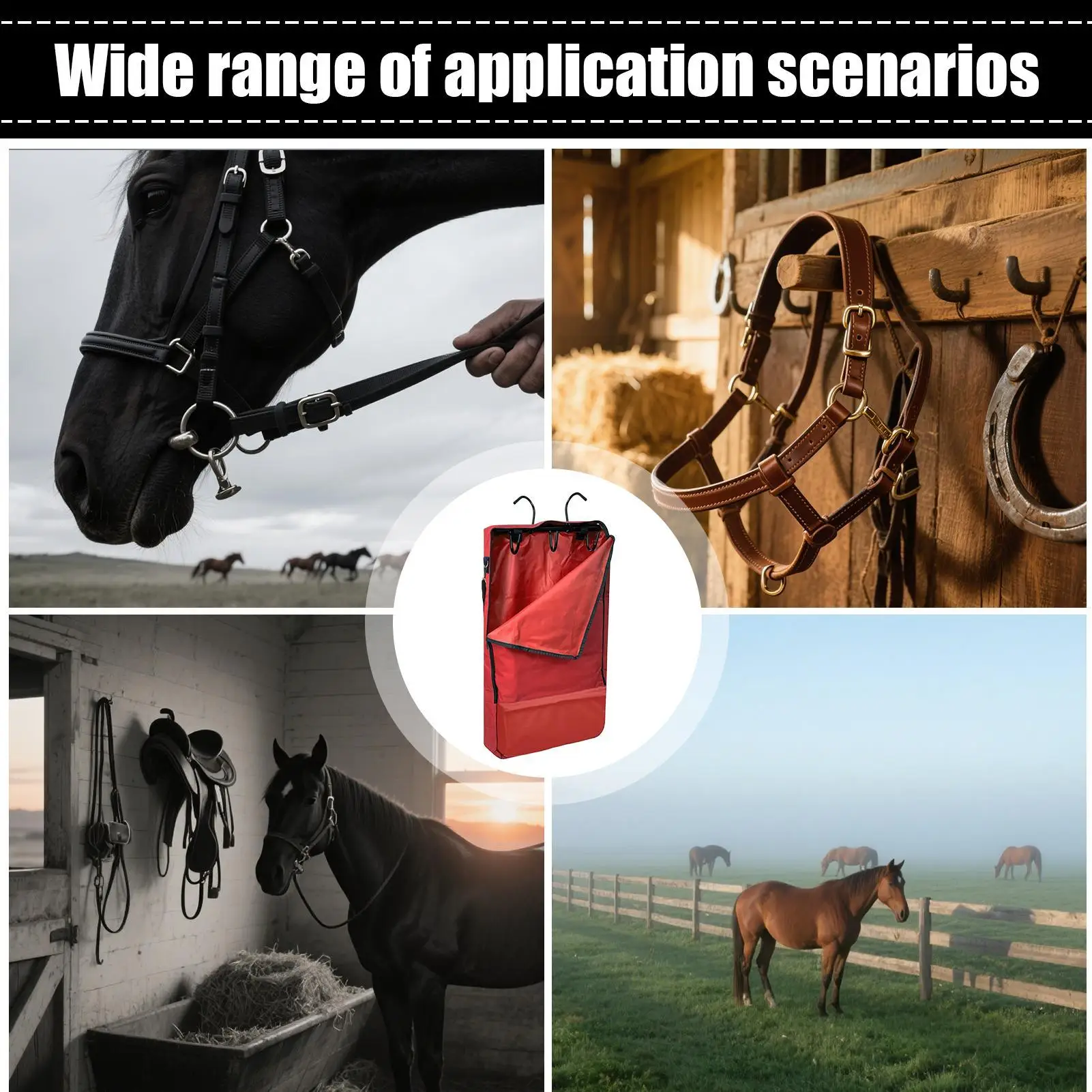 

Сумка для переноски лошадей, сумка для переноски с крючком, большой вместительный органайзер для домашних животных, аксессуар для шлейки, хрупкая насадка для конного спорта