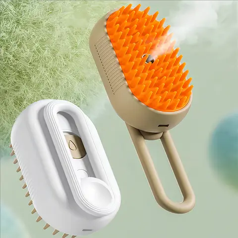 3-in-1 개 헤어 브러시 고양이 헤어 브러시 전기 애완 동물 청소 브러시 스팀 스프레이 브러시 마사지 제모 빗 안티 플라잉 브러시