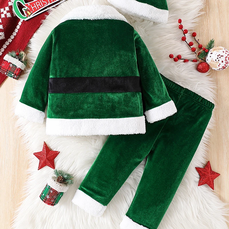 3Piece Autumn Winter Baby Sets Girl Boy Clothes Christmas Santa Claus Cute Fleece Warm Tops+Pants+Hat Newborn Photography BC1690