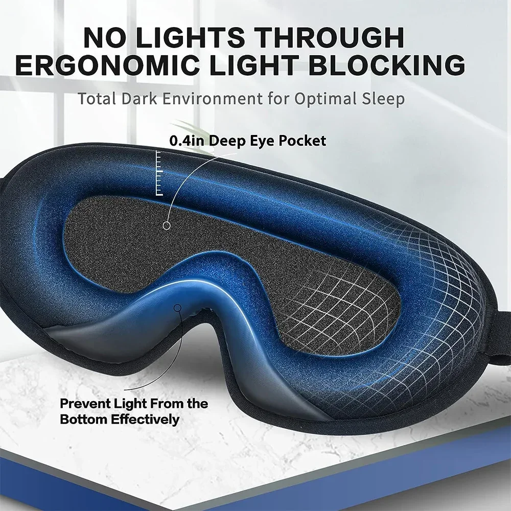 3D Eye Mask Blocking Light Night Eye Sleep Mask Blindfold Eye Shade Cover with Adjustable Strap for Travel Nap Sleeping Aid