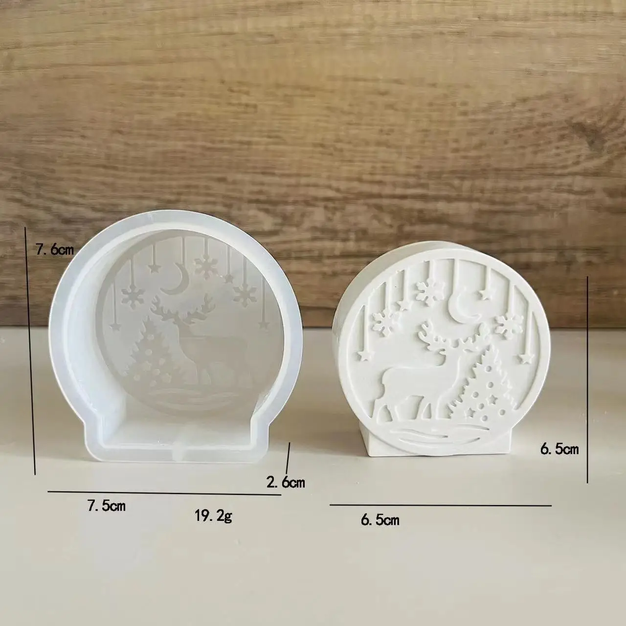 1pcs Round Table Christmas Series Silicone Mold Diy Plaster Drip Base Tray Mould Multi-Pattern Dwarf Elk Pattern Candle Mold