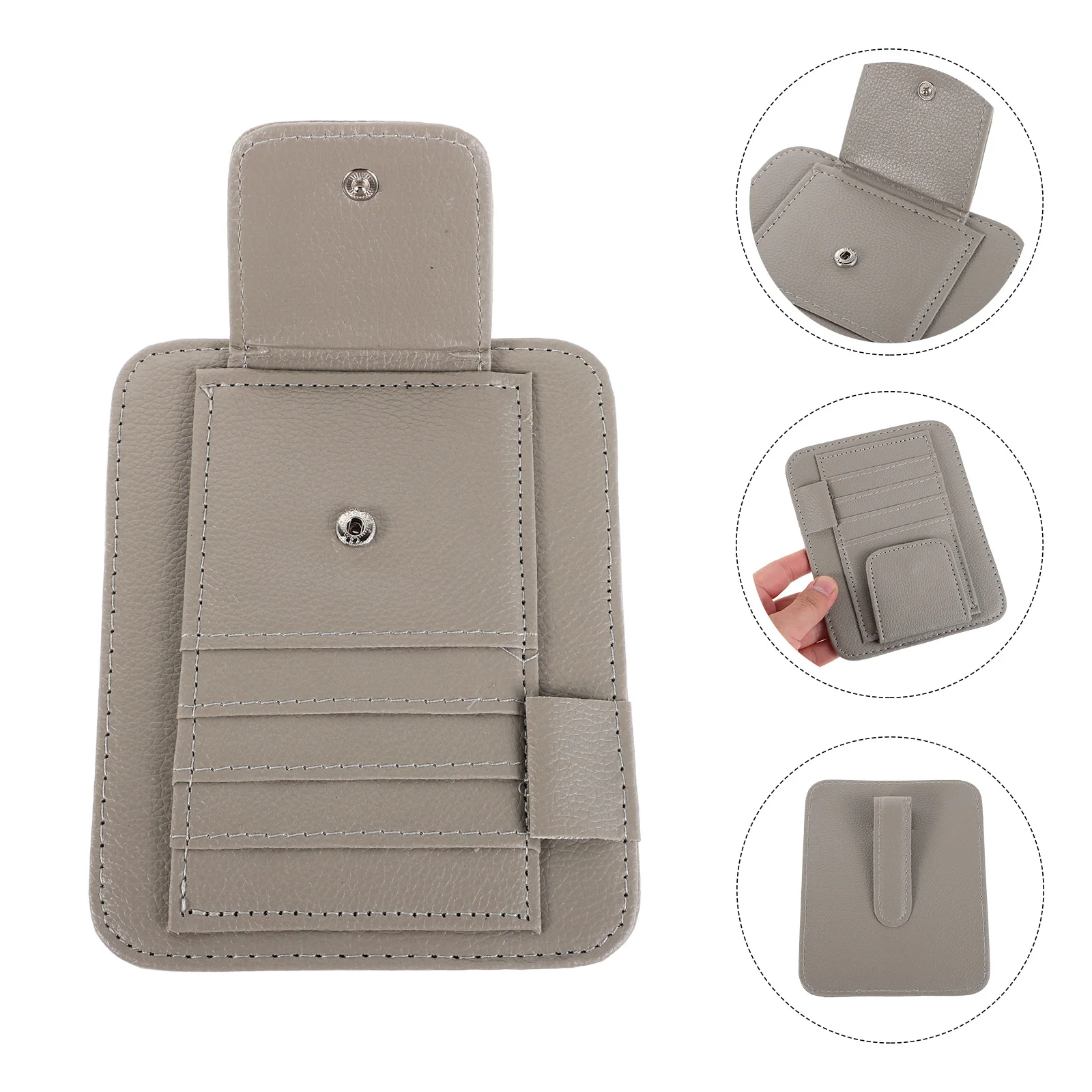 

Multifunctional Car Organizer Beige Document Sunglass Clip Holder For Vehicle Interior Auto Sun Visor Storage Cards Pen