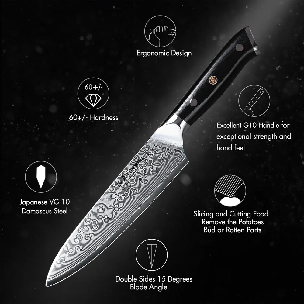 TURWHO-Japanese Style Utility Knives, 67 Layer,Damascus Steel,Utility Peeling Fruit Knife,Vegetable Meat Knife, Kitchen Tool, 5”