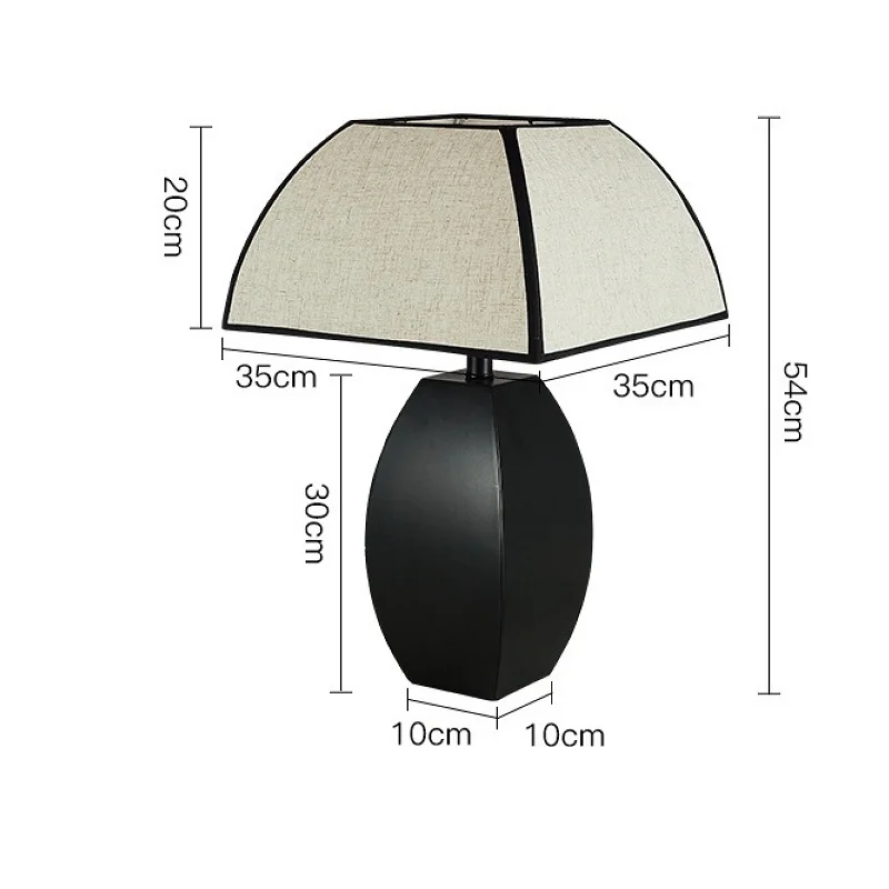 E27 Retro Fabric Square Cover Table Lamp Simple Study Bedroom Bedside Atmosphere Lamp Living Room Decorative Lamps