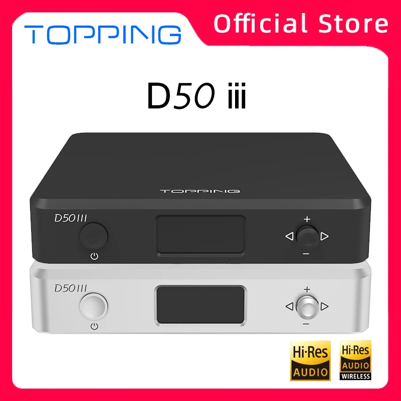 

TOPPING D50 III Digital Audio Decoder HIFI DAC Dual ES9039Q2M Chip LDAC Bluetooth 5.1 DSD512 PCM768kHz BT Remote Control D50III