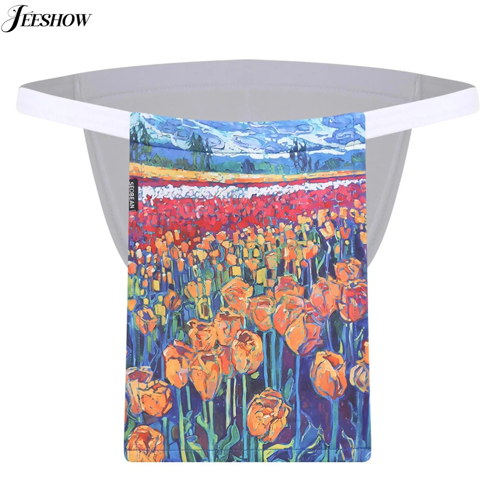 

Mens Sumo-Style Thongs Printed Low Rise Bulge Pouch Bikini Briefs Japanese Kabuki Fundoshi Wrestling Loincloth Langot Supporter