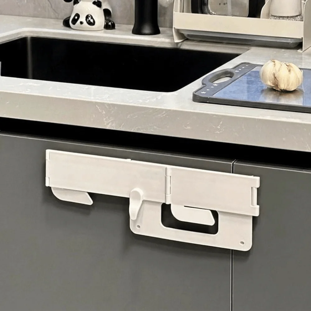 Convenient Foldable Trash Bag Holder Magnetic No-Drill Trash Can Rack Hanging Wall-Mounted Waste Bin Holder Office