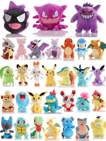 Cute Pikachu Plush Toy Pokemon Charmander Squirtle Bulbasaur Stuffed Doll Eevee Scorbunny Gengar Snorlax Christmas Gifts