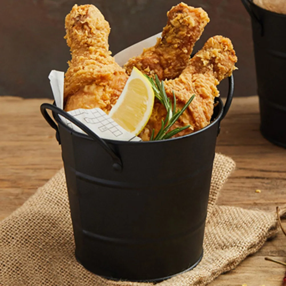 

Storage Bucket Metal Pail Desktop Candy Buckets Mini Pencil with Handle Decorative Trash