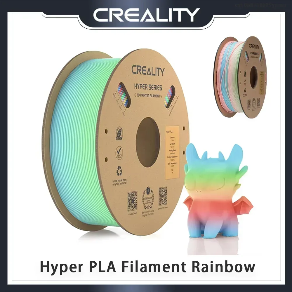 

Creality Hyper PLA Filament Rainbow 1.75mm 1KG ±0.03mm Accuracy High Speed Printing Filament Multicolor 3D Printer Materials