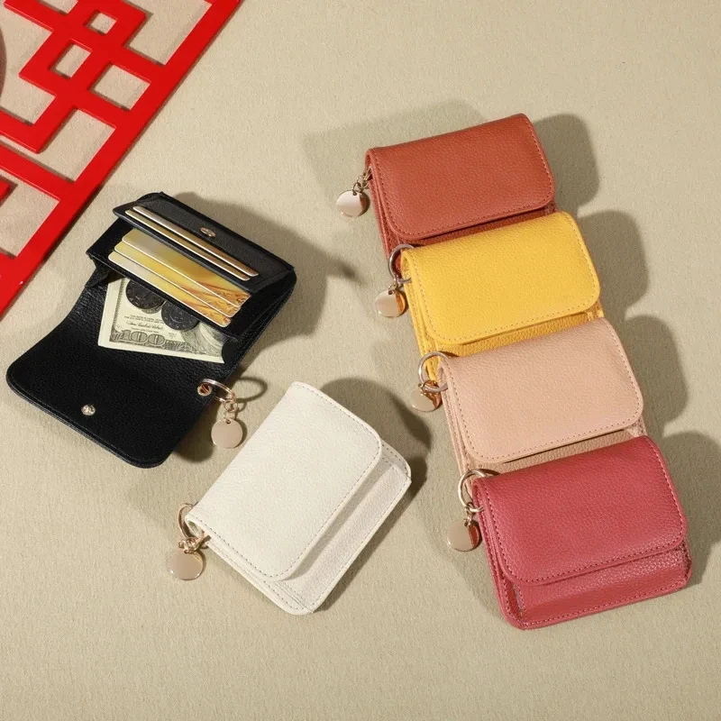 Vintage Solid Color Short Wallet, Credit Card Holder Portable Bifold Coin Purse, Women's