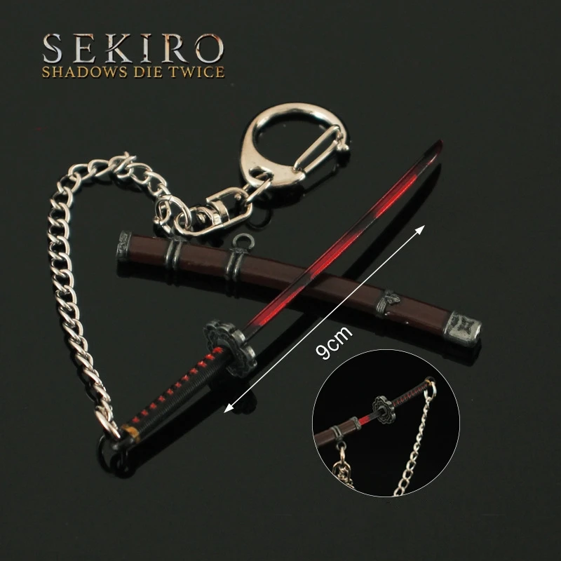 SEKIRO-Modelo de Arma de Metal de Sombras Morre, Faca de Brinquedo, Chaveiro, Katana Genichiro Espada, Periféricos de Jogo, Mini Toy, Duas Vezes, 9cm