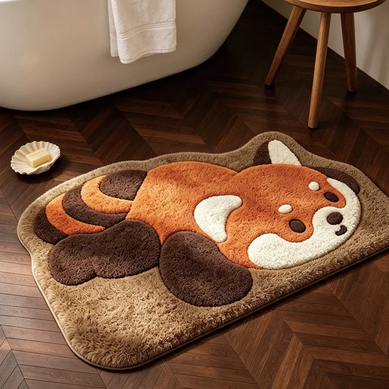 80x160cm Rug Faux Cashmere Bath Mat Absorbent Quick Dry Non Slip Soft Animal Shape Bathroom Bedroom Door Foot Mat