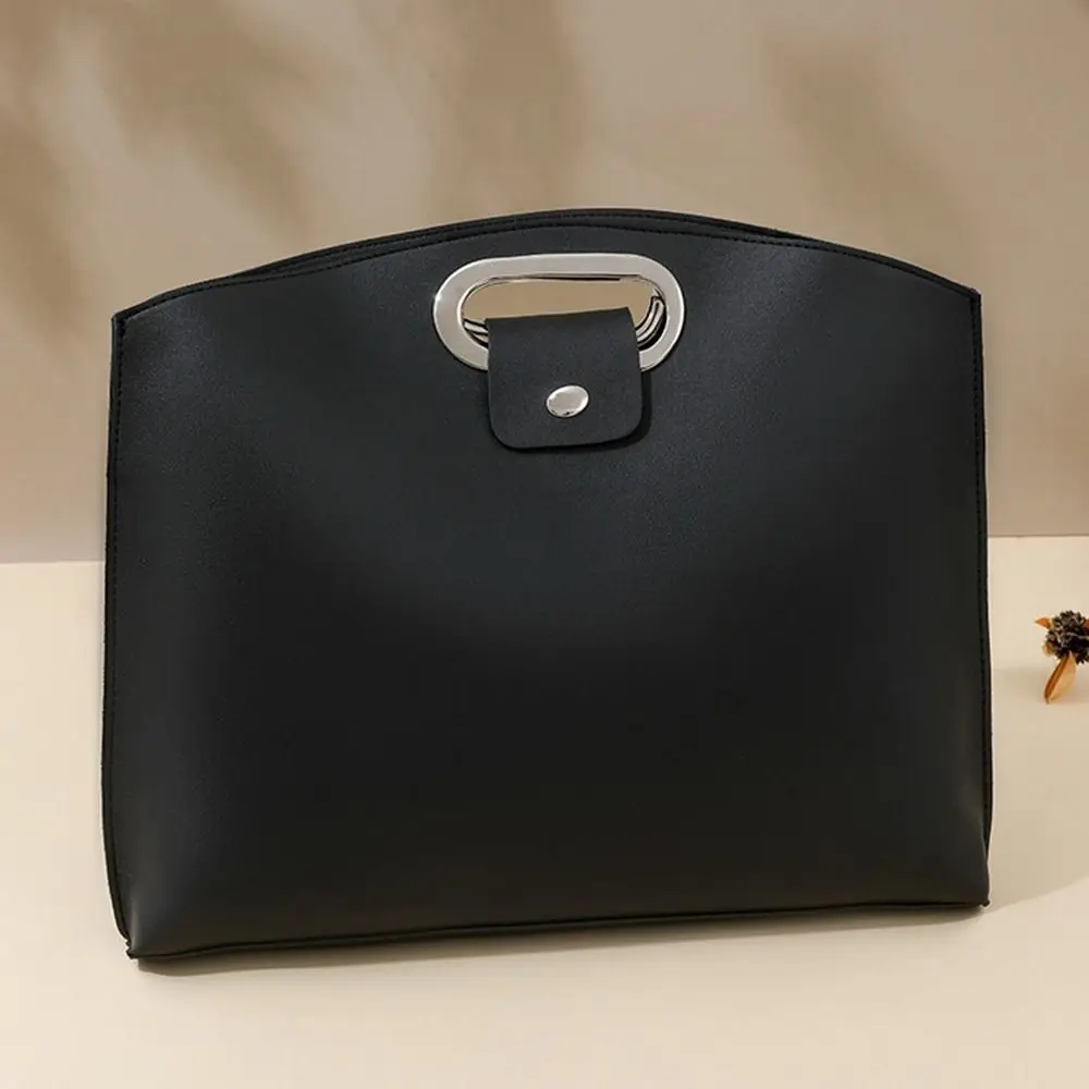 Elegant PU Office Document Tote Bag Large Capacity Laptop Bag Computer Bag Solid Color Handbag Briefcases Girls