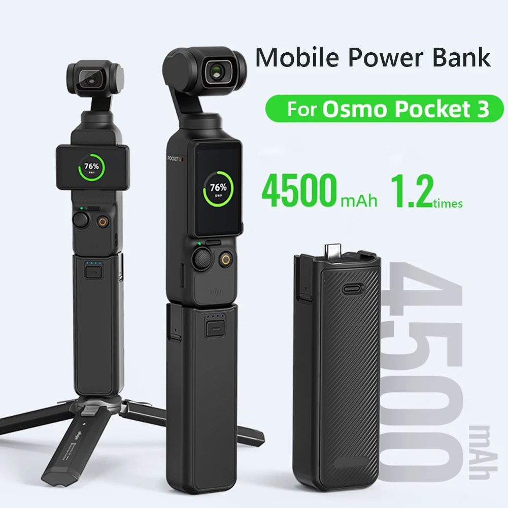 Power Bank For DJI Osmo Pocket 3 Charger Mobile Power Bank 4500mAh Battery Handheld Fast Charging Charger Camera Extension Rod