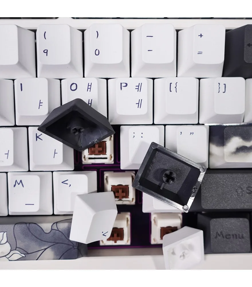 

Lotus Keycap Korean Edition Ink Chinese Style Cap Original High PBT Sublimation Customized Mechanical Keyboard