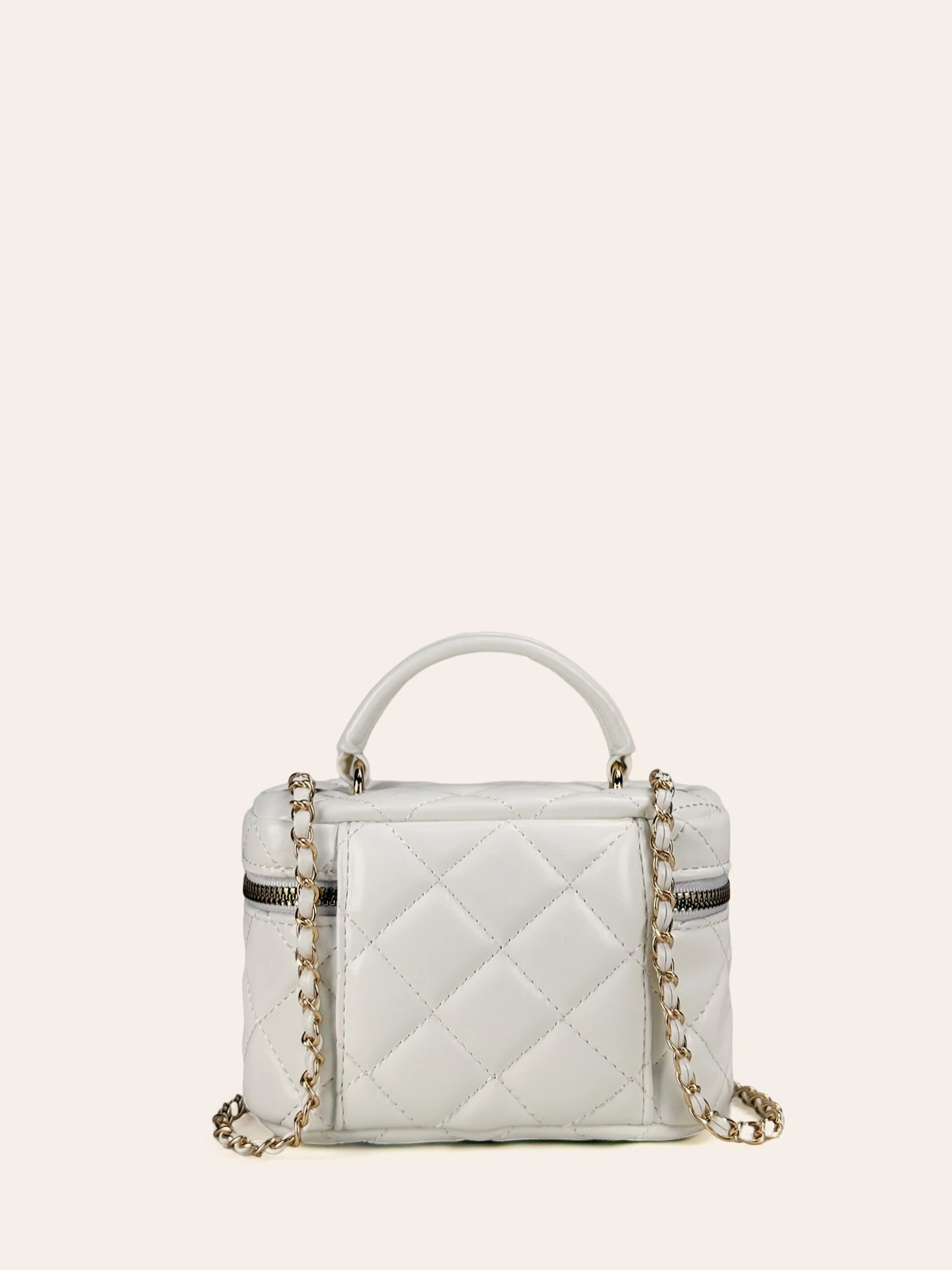  Diamond Chain Pattern Shoulder Bag Fashionable Korean Style Compact Box Shape Mobile Phone Bag PU Leather Commuter Bag