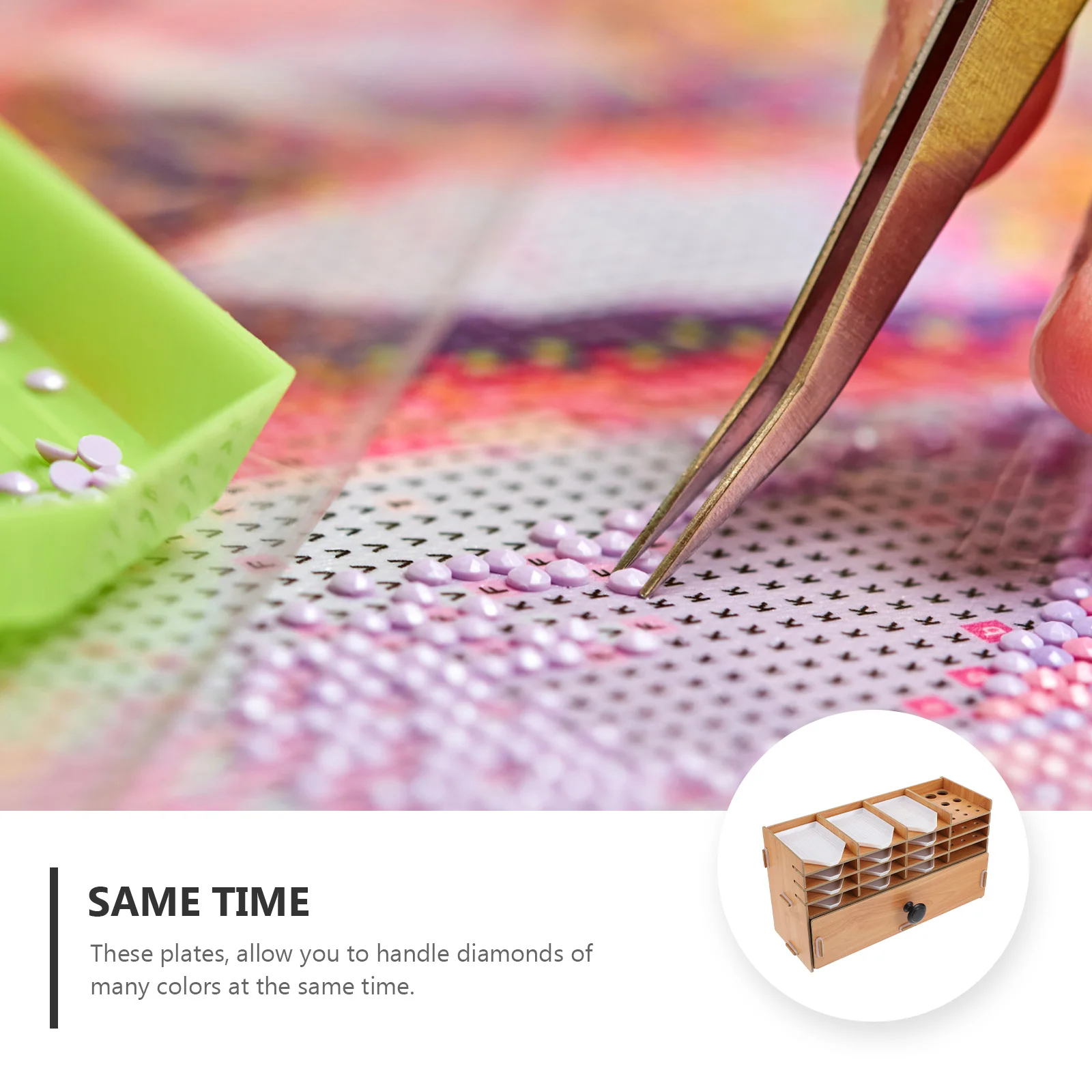 

1Set Multi-Layer Diamond Drawing Storage Drawer DIY Wood Box Beads Organizer Diamond Art Tool Container Storage Case