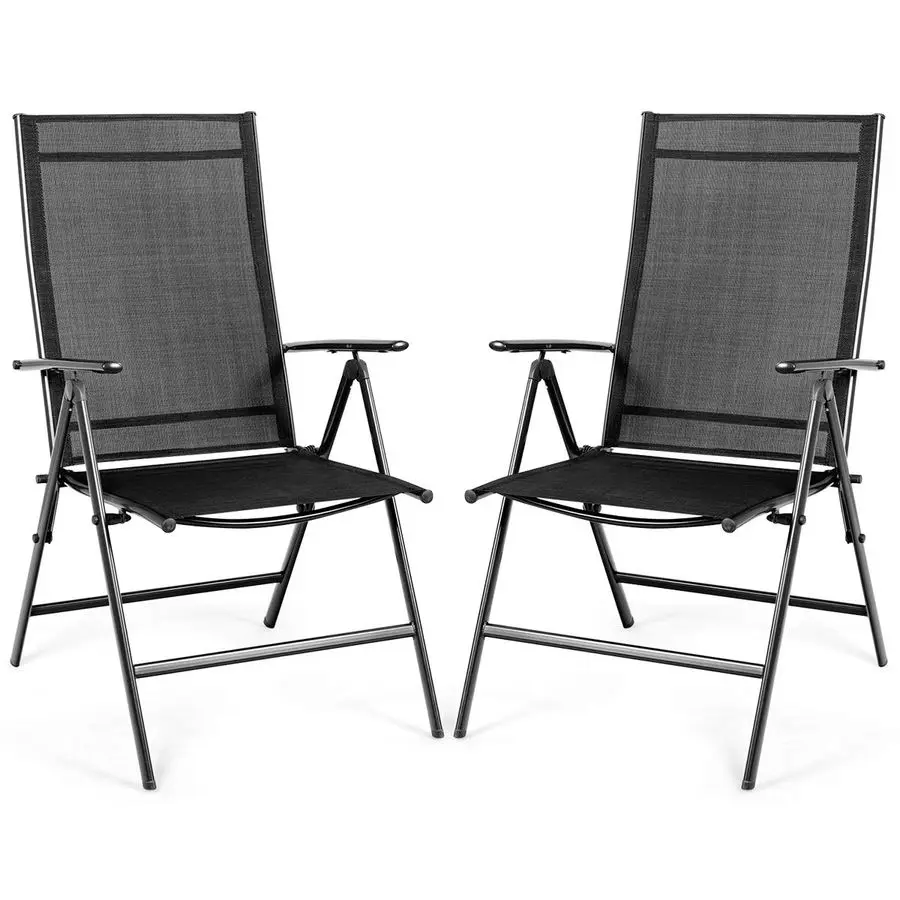 

Set of 2 Patio Dining Chairs, Folding Outdoor Chairs, Portable Camping Chairs with Breathable Fabric, Foldable Chairs with Armr