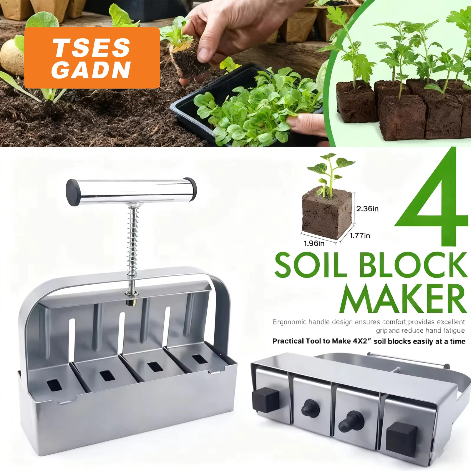 

Ручной пресс для формирования грунтовых блоков TSES для рассады овощей и трав, многоразовый садовый стартовый набор с 8 грунтовыми блоками