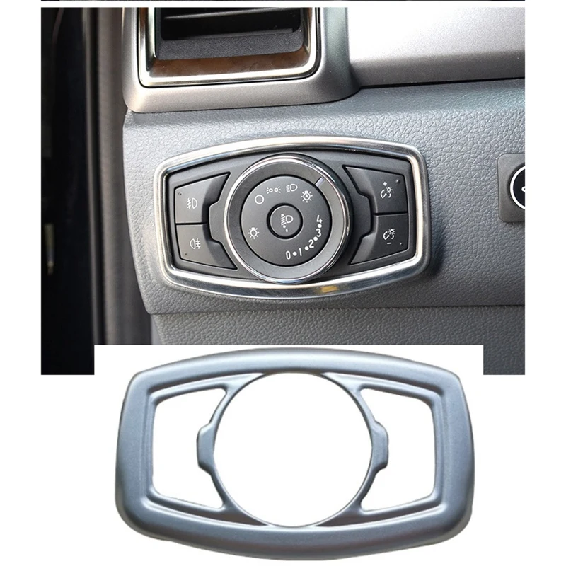 For Ford Ranger Everest Endeavor 2015-2021 Car Headlight Switch Button Cover Trim Frame Decorator Sticker Accessories