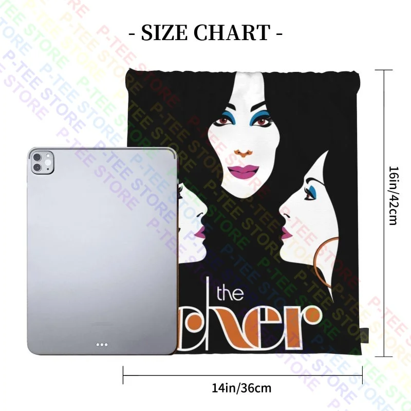 Cher Pop Singer Black The Cher Show Play Drawstring Bags Gym Bag Cute New Style Sports Bag Multi-function