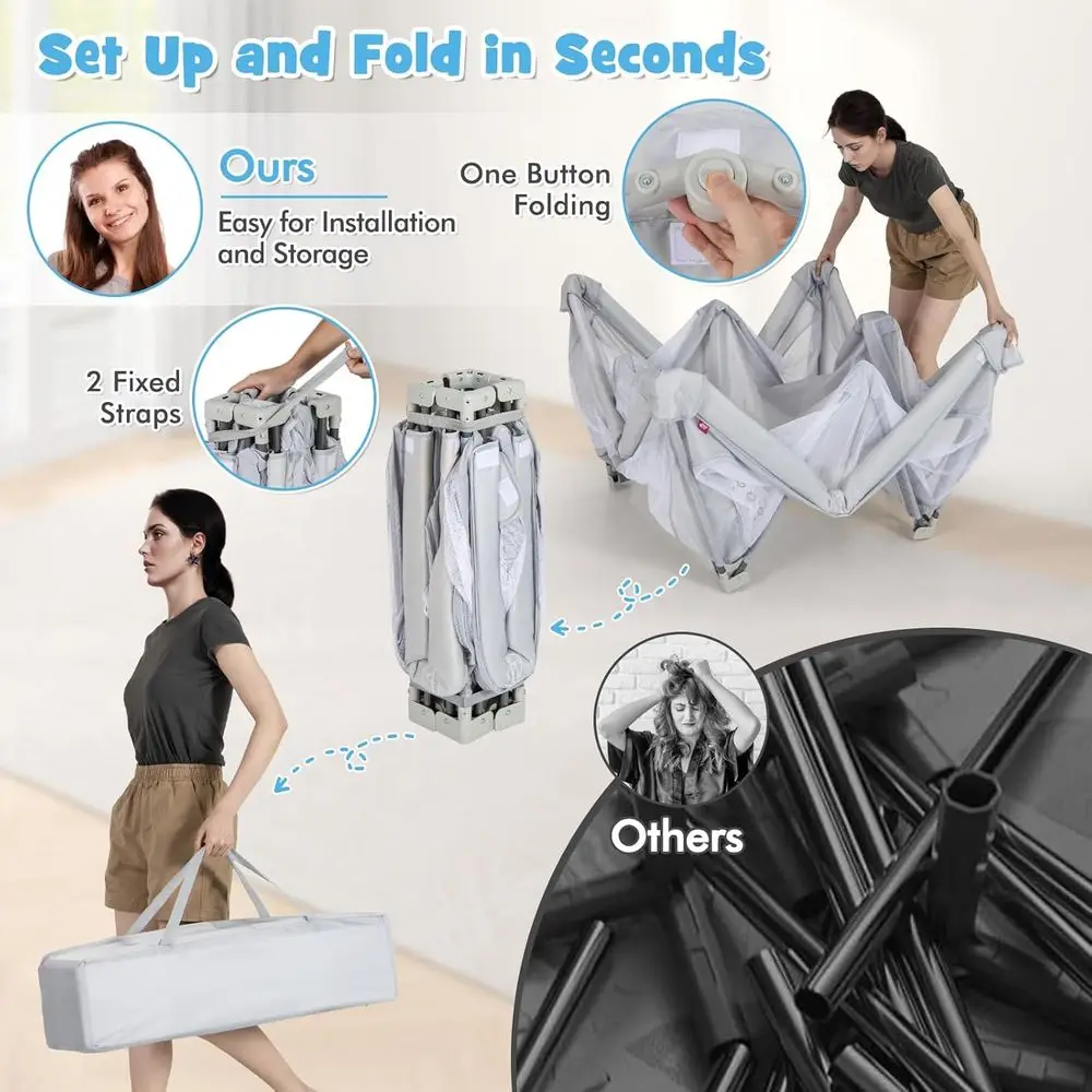 روضة أطفال محمولة مع 50 كرة أوشن، 4 مقابض، حقيبة حمل، شبكية، للاستخدام الداخلي/الخارجي #5