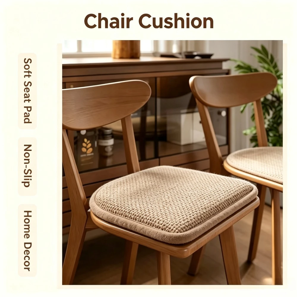 Cotton Linen Horseshoe Dining Chair Cushion Solid Wood Seat Pad Non Slip Durable Buttock Mat Four Seasons Home Furniture Decor