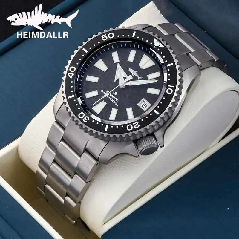 HEIMDALLR Herren-Taucheruhren, Titan, Saphirglas, C3, superleuchtend, 20 Bar, wasserdicht, NH35, automatische Maschinen-Herrenuhr