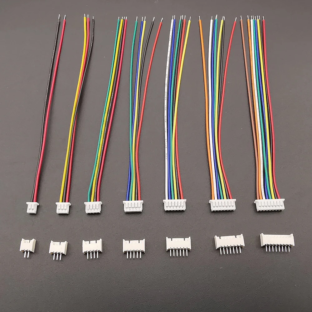 10Sets Mini JST 1.25mm Pitch MX 1.25 2/3/4/5/6/7/8 Pin Single Female Terminal DIP Housing Plug Socket Wire Cable Connector 28AWG